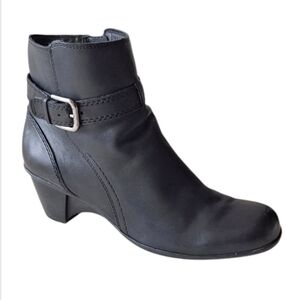 Naturalizer Black Leather Ankle Boots Moto 7.5 Neutral Business Casual